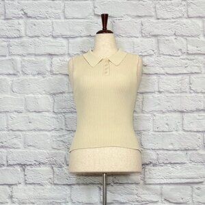 Nyland Cream Ribbed Sleeveless Polo Top